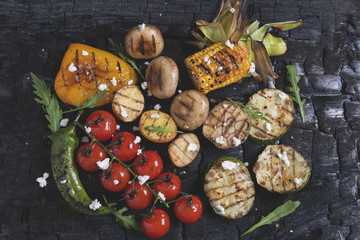 vegetable grilled tomatoes pepper paprika corn potatoes mushrooms