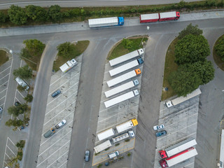 Aerial view of truck parking lot in Switzerland © Mario
