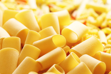 Big yellow italian pasta close up