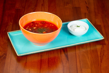 Soup Solyanka with cream