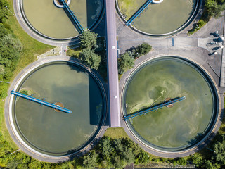  Aerial view of wastewater treatment plant in Switzerland, Europe