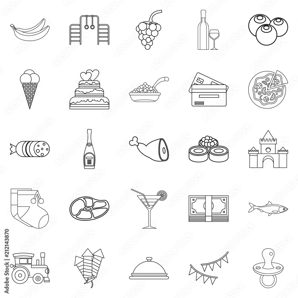 Poster ice cream icons set. outline set of 25 ice cream vector icons for web isolated on white background