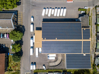 Aerial view of truck dock in switzerland