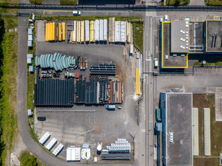 Aerial view of industry backyard with scrap iron