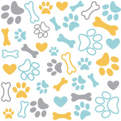 Background with dog paw print and bone - 212144023