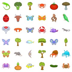 Biology icons set. Cartoon style of 36 biology vector icons for web isolated on white background