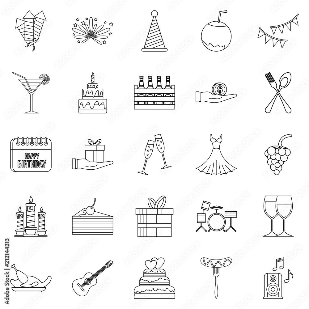 Aufkleber date icons set. outline set of 25 date vector icons for web isolated on white background