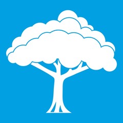 Tree icon white isolated on blue background vector illustration