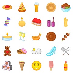 Date of birth icons set. Cartoon set of 25 date of birth vector icons for web isolated on white background