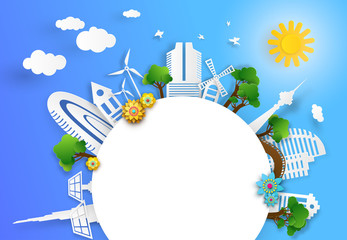 Cityscape round background and eco friendly concept.