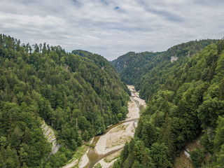 Aerial view of wild Sense river in Fribourg, Switzerland