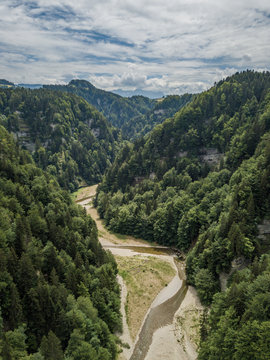 Aerial view of wild Sense river in Fribourg, Switzerland © Mario