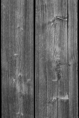 Close-up of an old and unpainted rustic wood board texture background in black and white
