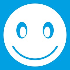Smiling emoticon white isolated on blue background vector illustration