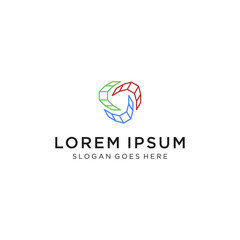 Technology triangle logo designs vector