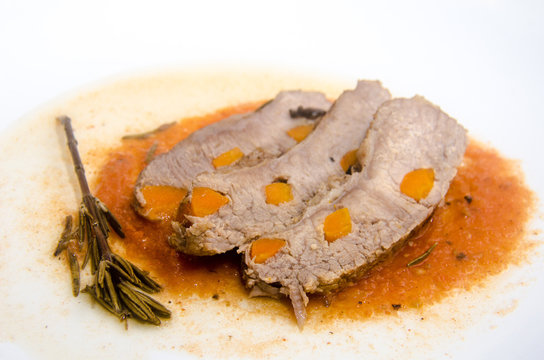 Traditional mexican cuete mechado served in white plate
