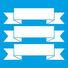 Obraz premium Three ribbons icon white isolated on blue background vector illustration