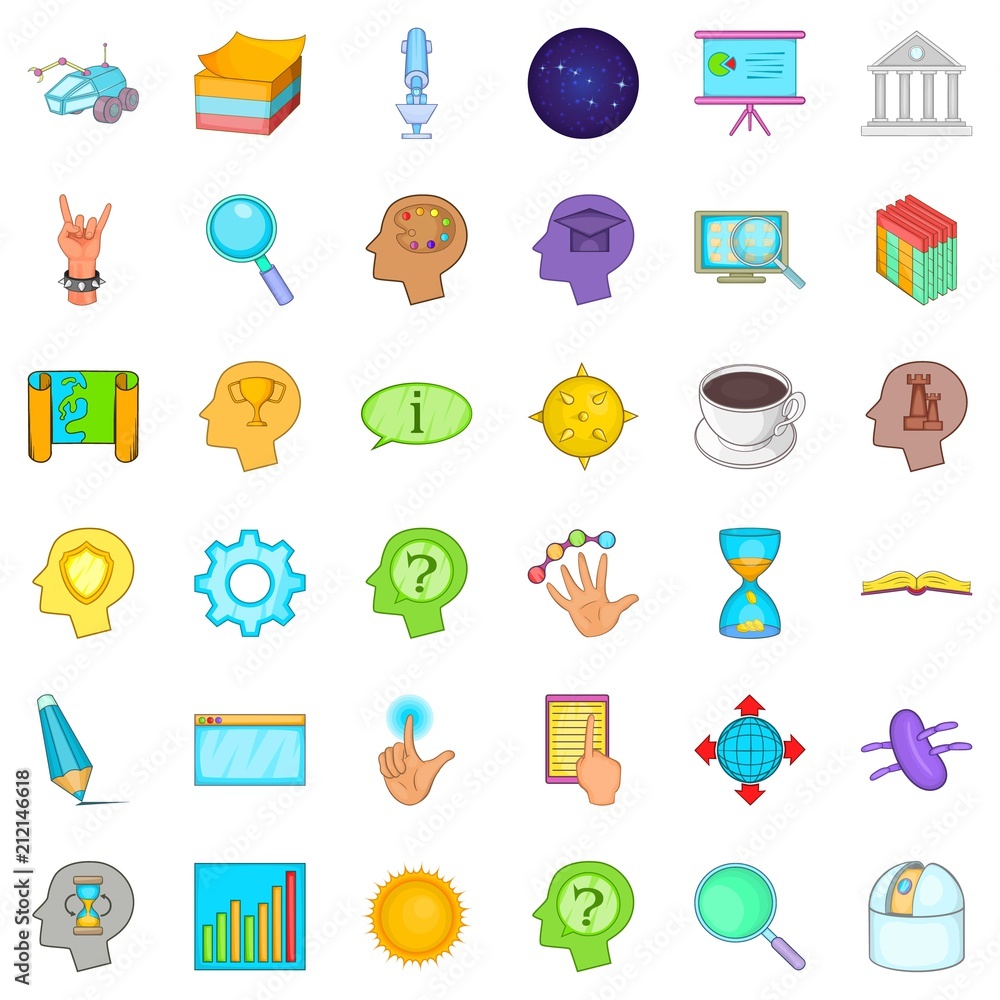 Poster presentation icons set. cartoon style of 36 presentation vector icons for web isolated on white back