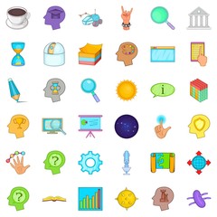 Long brainstorm icons set. Cartoon style of 36 long brainstorm vector icons for web isolated on white background