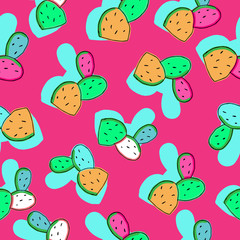 Cactus on Pink Background,Punchy Pastel Colors-Modern Cactus and sacculents