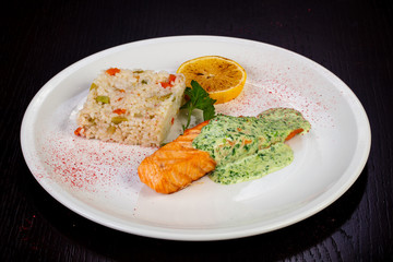 Delicious fried salmon