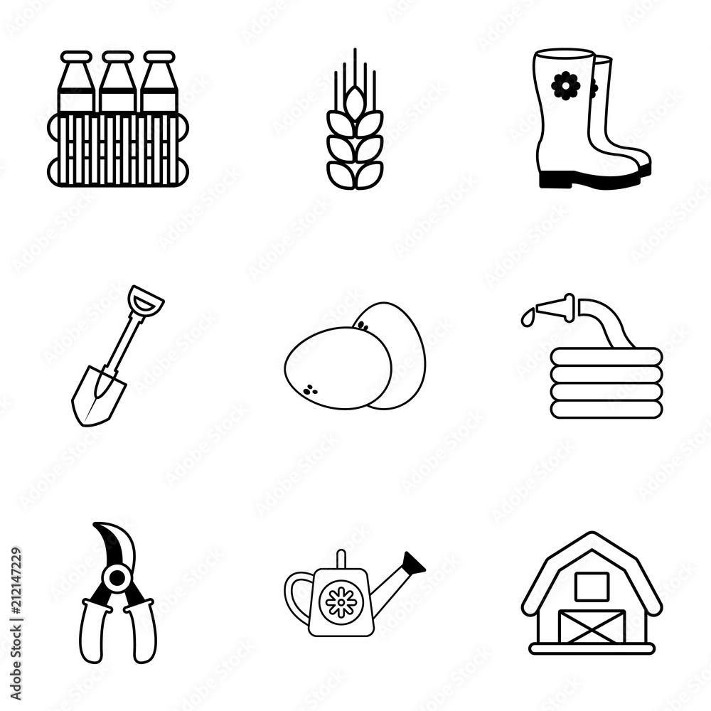 Poster agriculture icons set. outline set of 9 agriculture vector icons for web isolated on white backgroun