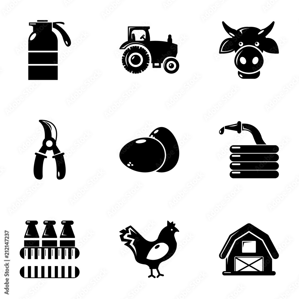 Poster agriculture icons set. simple set of 9 agriculture vector icons for web isolated on white background