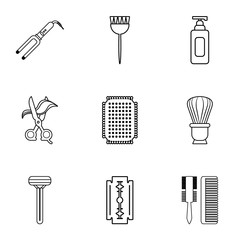 Beauty salon stuff icons set. Outline set of 9 beauty salon stuff vector icons for web isolated on white background