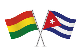 Bolivia and Cuba flags. Vector illustration.