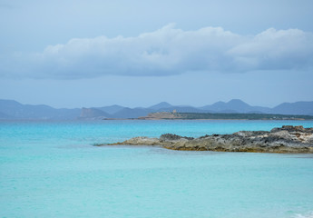 Turquoise water. Illetes beach in Formentera. Balearic Islands. Spain