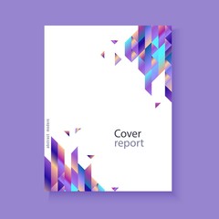 Modern report cover, trendy background template with vibrant blue purple gradient bold color, abstract geometric triangle polygonal shapes flow. Vector , poster, ppt presentation layout