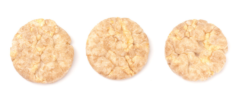 Flavored Mini Rice Crackers on a White Background