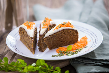 Healthy carrot cake on a plate