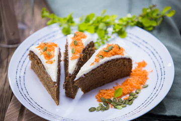Healthy carrot cake on a plate