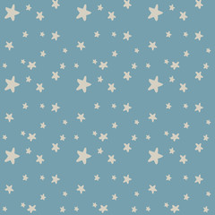 Vector Seamless Hand Drawn Star Pattern in Blue