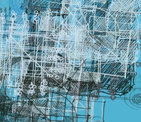 Abstract painting on canvas. Hand made art. Colorful texture. Modern artwork. Strokes of fat paint. Brushstrokes. Contemporary art. Artistic background image.