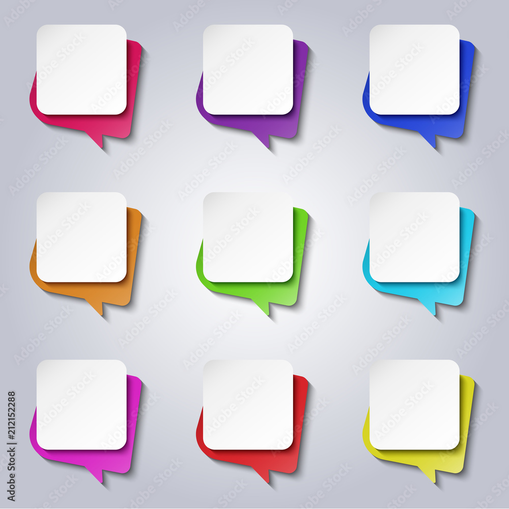 Poster vector colorful empty bubbles speech icons set.