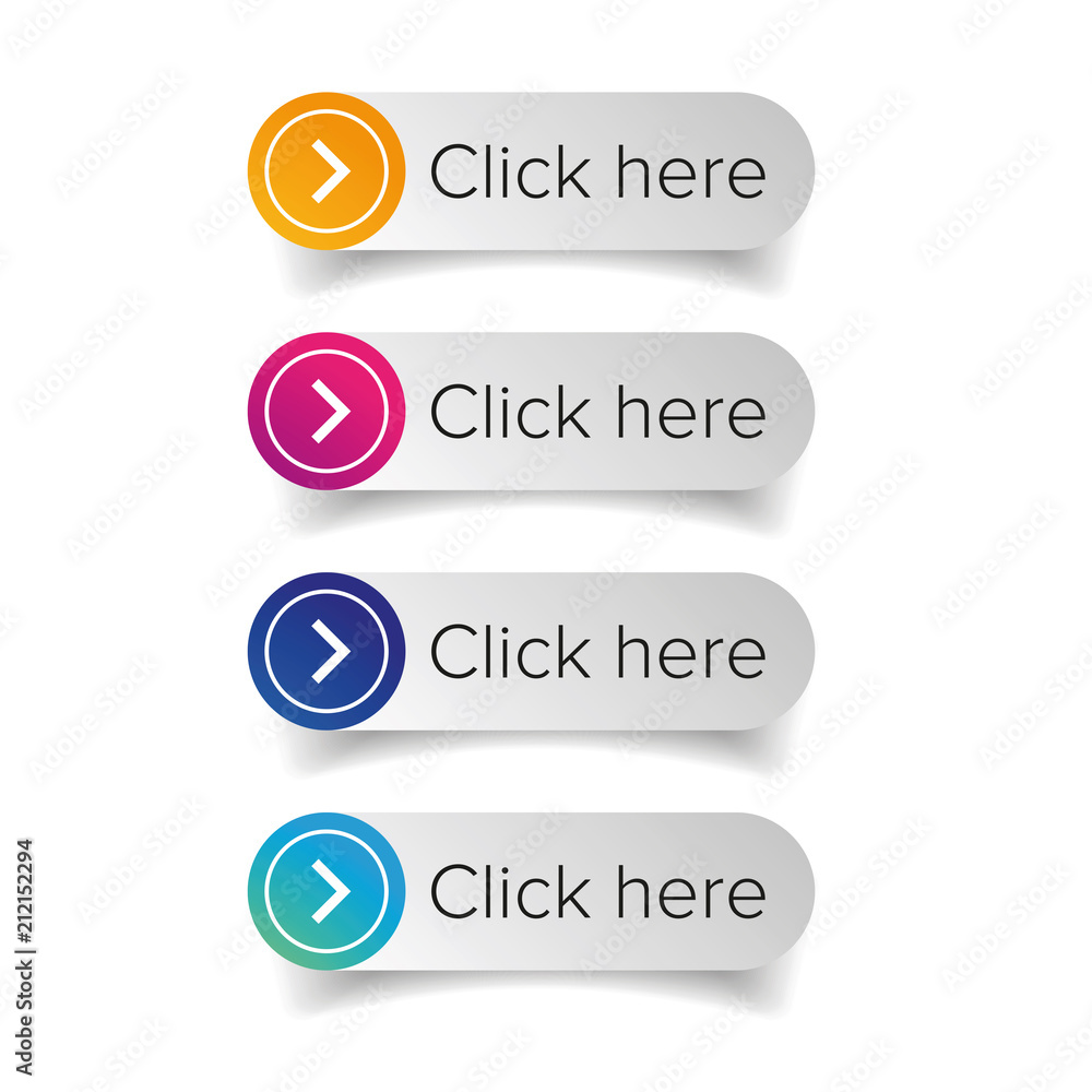 Poster click here web button set vector