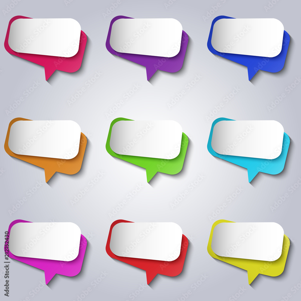 Poster vector colorful empty bubbles speech icons set.