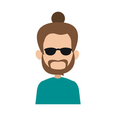Young man faceless with sunglasses and beard profile vector illustration graphic design