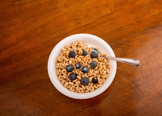 Toasted Oat Cereal with Blueberries from Above