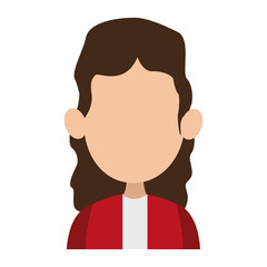 Young woman faceless curly hair profile vector illustration graphic design