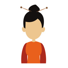 Young asian woman faceless profile vector illustration graphic design