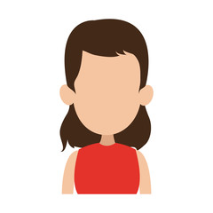 Young woman faceless profile vector illustration graphic design