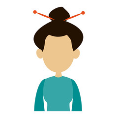 Young asian woman faceless profile vector illustration graphic design