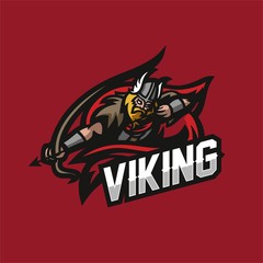 barbarian viking knight esport gaming mascot logo template