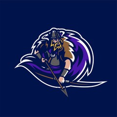 barbarian viking knight esport gaming mascot logo template © Oka