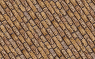 panel beige brown stone uneven limestone uneven weathered diagonal folded pattern row of blocks part of the old building area
