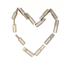 powerful brutal love symbol frame head screwdriver set set heart on a white background set of metallic silver baits