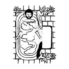 man in the bathtub and houseplants vector illustration design